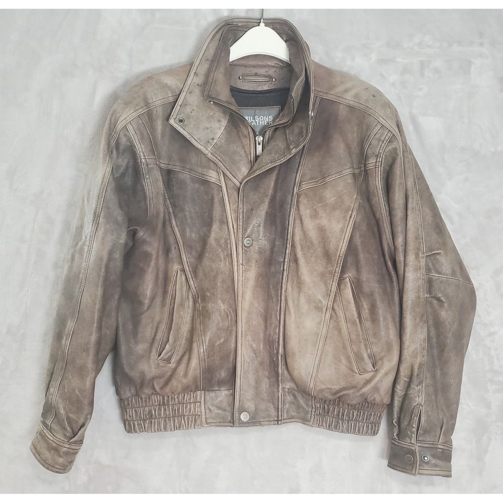 Wilsons Leather Distressed Bomber Jacket Men's L Brown 3M Thinsulate Insulated